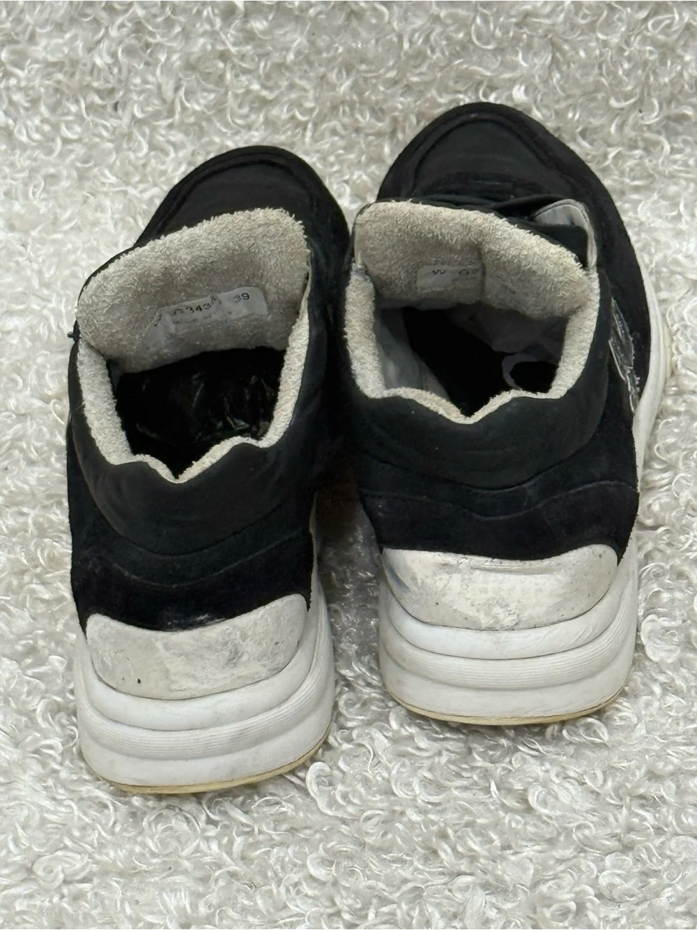 CHANEL Black and White Suede Fabric Sneakers